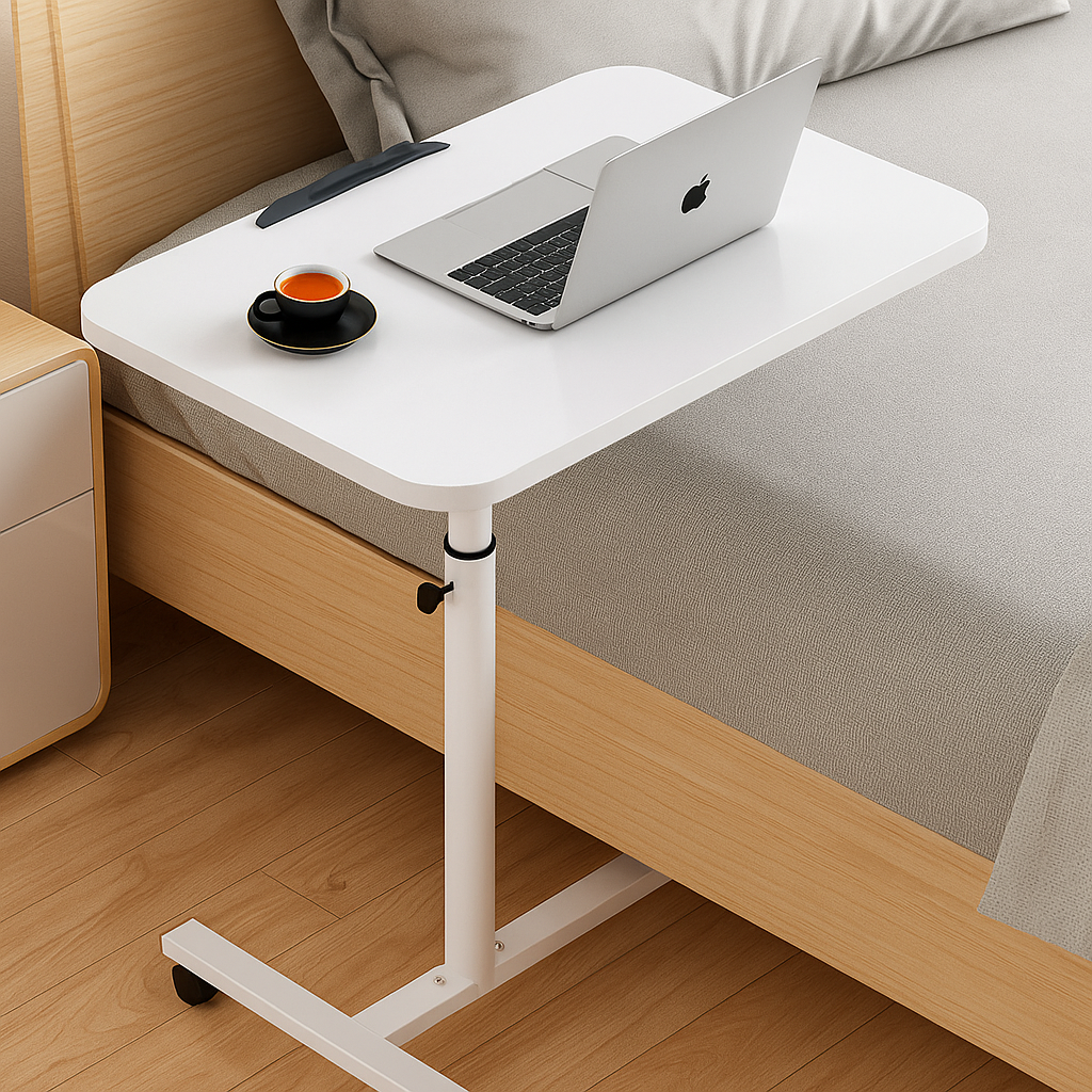 Adjustable Overbed Table with Wheels | Rolling Tray Table for Bed or Sofa