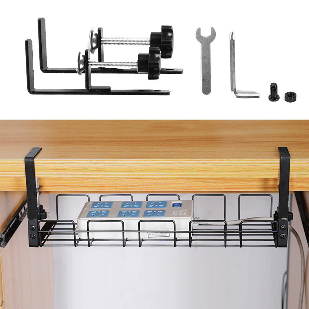Under-Desk Cable Management Tray | No-Drill Wire Organizer Rack