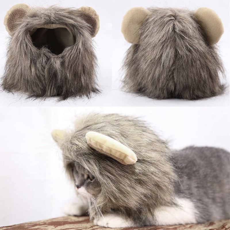 Pet Lion Mane Costume | Brown Hood for Dogs & Cats (S/M/L)